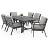 Montecito Charcoal Aluminum with Cushions 7 Piece Dining Set + 84 x 42 in. Table