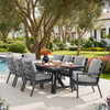 Montecito Charcoal Aluminum with Cushions 9 Piece Dining Set +100 x 40 in. Table
