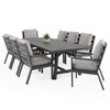 Montecito Charcoal Aluminum with Cushions 9 Piece Dining Set +100 x 40 in. Table