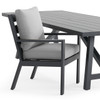 Montecito Charcoal Aluminum with Cushions 9 Piece Dining Set +100 x 40 in. Table