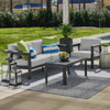 St. Lucia Midnight Aluminum with Cushions 3 Piece Sofa Group + 43 x 22 in. Coffee Table