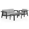 St. Lucia Midnight Aluminum with Cushions 3 Piece Sofa Group + 43 x 22 in. Coffee Table