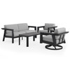 St. Lucia Midnight Aluminum with Cushions 4 Piece Swivel Sofa Group + 43 x 22 in. Coffee Table