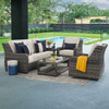 Tangiers Canola Seed Outdoor Wicker and Charmer Limestone Cushions 4 Piece Swivel Sofa Group + 46 x 26 in. Coffee Table Tangiers Canola Seed Outdoor Wicker and Charmer Limestone Cushions 4 Piece Swivel Sofa Group + 46 x 26 in. Coffee Table