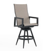 Portofino Husk Midnight Aluminum and Augustine Ash Sling 5 Piece Bar Set + 43 in. Sq. Table