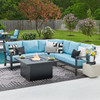 Montecito Charcoal Aluminum with Cushions 4 Piece Sectional + 42 in. Sq. Sintered Fire Pit Table