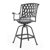 Tivoli Matte Black Cast Aluminum with Cushions 5 Piece Swivel Bar Set + 48 in. D Table