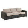 Laguna Smoke Outdoor Wicker with Cushions 3 Piece Sofa Group + 42 in. Sq. Fire Pit Table