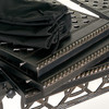 Florence Midnight Gold Cast Aluminum with Chestnut Outdoor Wicker 9 Piece Dining Set + 74-114 x 44 in. Double Extension Table