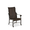 Florence Midnight Gold Cast Aluminum with Chestnut Outdoor Wicker 9 Piece Dining Set + 74-114 x 44 in. Double Extension Table