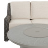 Tangiers Canola Seed Outdoor Wicker and Charmer Limestone Cushions 4 Piece Loveseat Group + 48 in. D Fire Pit Table