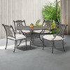 Naples Aged Bronze Cast Aluminum with Cushions 5 Pc. Dining Set + 48 in. D Table