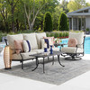 Naples Aged Bronze Cast Aluminum with Estate Cushions 3 Piece Swivel Sofa Group + 45 x 24 in. Coffee Table
