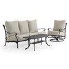 Naples Aged Bronze Cast Aluminum with Estate Cushions 3 Piece Swivel Sofa Group + 45 x 24 in. Coffee Table