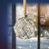 5.5 in. Gold and Diamond Glass Hanging Ball with 30 Micro LED Warm White Lights