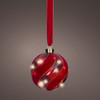 5.5 in. Red Velvet Glass Hanging Ball with 30 Micro LED Warm White Lights