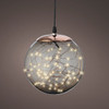 11.8 in. Smokey Shatterproof Hanging Ball Ornament with 140 Classic Warm White Lights