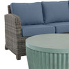 Venice Silver Oak Outdoor Wicker with Cushions 4 Piece Sectional + Sea Glass 36 in. D Fluted Side Table