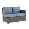 Venice Silver Oak Outdoor Wicker with Cushions 4 Piece Sectional + Sea Glass 36 in. D Fluted Side Table
