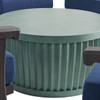 Fairmont Aged Bronze Aluminum with Cushions 5 Piece Chat Set + Sea Glass 36 in. D Fluted Coffee Table