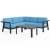 St. Lucia Midnight Aluminum with Canvas Sky Blue Cushions 4 Piece Sectional Group + 43 x 22 in. Coffee Table St. Lucia Midnight Aluminum with Canvas Sky Blue Cushions 4 Piece Sectional Group + 43 x 22 in. Coffee Table