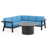 St. Lucia Midnight Aluminum with Canvas Sky Blue Cushions 4 Piece Sectional Group + 48 in. D Fire Pit Table St. Lucia Midnight Aluminum with Canvas Sky Blue Cushions 4 Piece Sectional Group + 48 in. D Fire Pit Table