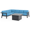 St. Lucia Midnight Aluminum with Canvas Sky Blue Cushions 5 Piece Sectional Group + 42 in. Sq. Fire Pit Table St. Lucia Midnight Aluminum with Canvas Sky Blue Cushions 5 Piece Sectional Group + 42 in. Sq. Fire Pit Table