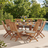 Westport Teak with Cushions 9 Piece Armless Dining Set + Bristol 70 in. D Table