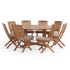 Westport Teak with Cushions 9 Piece Armless Dining Set + Bristol 70 in. D Table