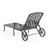 Tivoli Matte Black Cast Aluminum with Cushions 3 Piece Chaise Lounge Set + 22 in. D Side Table