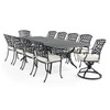 Tivoli Matte Black Cast Aluminum with Cushions 11 Piece Combo Dining Set + 71-103 x 44 in. Extension Table