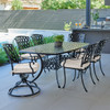 Tivoli Matte Black Cast Aluminum with Cushions 7 Piece Combo Dining Set + 72 x 42 in. Table