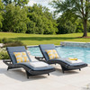 Terrace Outdoor Wicker 2 Piece Contour Chaise with Cushions Lounge Set