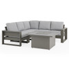 Montauk Slate Grey Polymer with Cushions 6 Piece Modular Sectional + 42 in. Sq. Fire Pit Table
