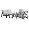 Carmel Midnight Aluminum and Meteor Silver Cushions 4 Piece Sofa Group with 39 x 23.6 in. Coffee Table