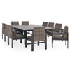 Chelsea Textured Black Aluminum and Weather Teak Outdoor Wicker Concealed Cushions 11 Piece Dining Set + 96 x 64 in. Table