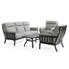 Siena Coal Aluminum with Panama Stone Grey 4 Piece Sofa Group + 46 x 26 in. Coffee Table