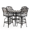 Roma Black Gold Cast Aluminum with Cushions 5 Piece Bar Set + 42 in. D Table