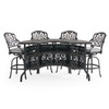 Roma Black Gold Cast Aluminum with Cushions 5 Piece Party Bar Set + 75 in. Table