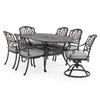 Roma Black Gold Cast Aluminum with Cushions 7 Piece Combo Dining Set + 72 x 42 in. Table