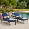 Roma Black Gold Cast Aluminum with Cushions 3 Piece Chaise Lounge Set + 21 in. Sq. Side Table