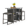 Venice Silver Oak Outdoor Wicker 5 Piece Bar Set with Backless Barstools + 54 x 27 in. Party Table