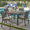 Sonoma Husk Outdoor Wicker with Cushions 5 Piece Dining Set + 40 in. Sq. Table