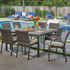 Sonoma Husk Outdoor Wicker with Cushions 9 Piece Dining Set + 59 in. Sq. Table