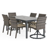 Sonoma Husk Outdoor Wicker with Cushions 7 Piece Combo Dining Set + 72 x 40 in. Table