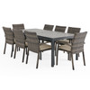 Sonoma Husk Outdoor Wicker with Cushions 9 Piece Dining Set + 84 x 40 in. Table