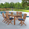 Westport Teak with Cushions 7 Piece Armless Dining Set + Oxford 71 x 36 in. Table