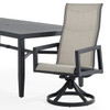 Portofino Midnight Aluminum and Prestige Stucco Sling 7 Piece Combo Dining Set + 84 x 40 in. Table