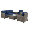 Sonoma Husk Outdoor Wicker with Cushions 4 Piece Sofa Group + 32 in. Sq. Glass Top Coffee Table