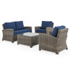 Sonoma Husk Outdoor Wicker with Cushions 4 Piece Loveseat Group + 32 in. Sq. Glass Top Coffee Table